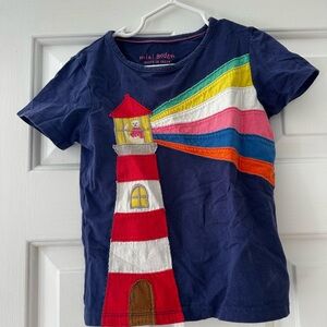 Mini Boden Navy Shirt with Colorful Lighthouse Design